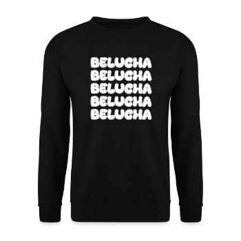Geschenk für Belucha - Unisex Pullover - Schwarz - Vorne - Alina (178cm) & Michal (187cm)