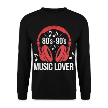 80er-90er-jahre-musikliebhaber-retro-kopfhörer - Unisex Pullover - Schwarz - Vorne - Alina (178cm) & Michal (187cm)