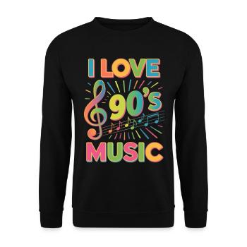 Ich Liebe 90er-Jahre-Musik, Retro-Neunziger-Jahre - Unisex Pullover - Schwarz - Vorne - Alina (178cm) & Michal (187cm)