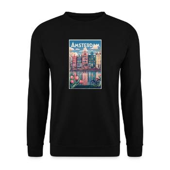 Amsterdamer Kanalporträt - Unisex Pullover - Schwarz - Vorne - Alina (178cm) & Michal (187cm)