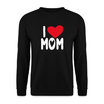 Ich liebe Mama-Herz-Grafik - Unisex Pullover - Schwarz - Vorne - Alina (178cm) & Michal (187cm)