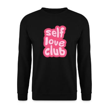 Selbst Love Club Typografisch - Unisex Pullover - Schwarz - Vorne - Alina (178cm) & Michal (187cm)