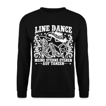 Line Dance Sterne Motiv - Unisex Pullover - Schwarz - Vorne - Alina (178cm) & Michal (187cm)