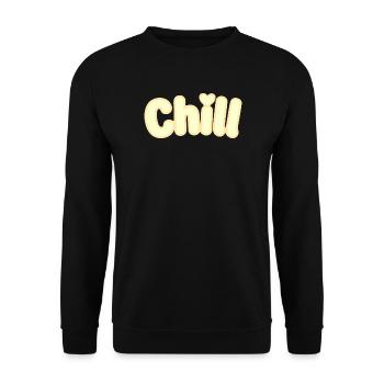 Chill Pastel Gelb Weiche Typografie - Unisex Pullover - Schwarz - Vorne - Alina (178cm) & Michal (187cm)