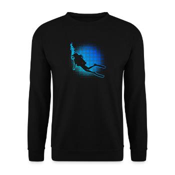 Geschenkidee für die Freediverin mit Gerätetauchen - Unisex Pullover - Schwarz - Vorne - Alina (178cm) & Michal (187cm)
