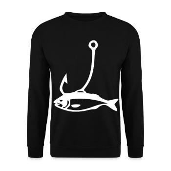 Hakenfisch Silhouette - Unisex Pullover - Schwarz - Vorne - Alina (178cm) & Michal (187cm)