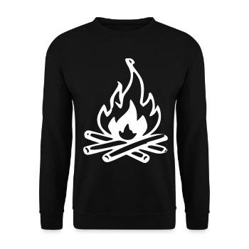 Lagerfeuer Skizze mit Stöcken - Unisex Pullover - Schwarz - Vorne - Alina (178cm) & Michal (187cm)