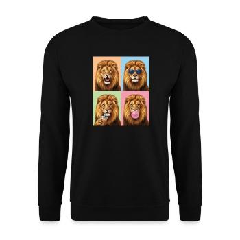 Löwen Löwe - Unisex Pullover - Schwarz - Vorne - Alina (178cm) & Michal (187cm)
