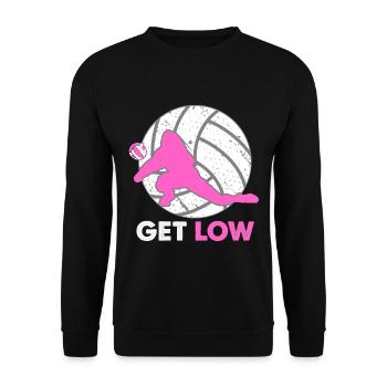 Get Low – Volleyball Abwehr Spielerin Pink - Unisex Pullover - Schwarz - Vorne - Alina (178cm) & Michal (187cm)