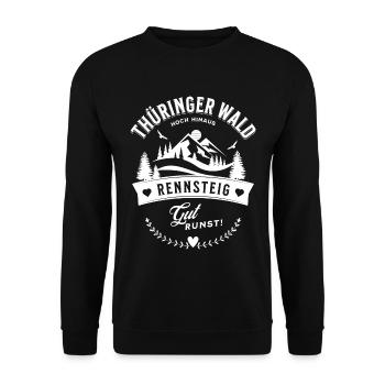 Thüringer Wald Hoch Hinaus Rennsteig Gut Runst - Unisex Pullover - Schwarz - Vorne - Alina (178cm) & Michal (187cm)
