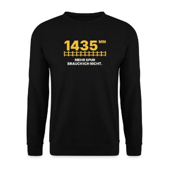 1435 mm Normalspur – Lustiges Eisenbahner Shirt - Unisex Pullover - Schwarz - Vorne - Alina (178cm) & Michal (187cm)