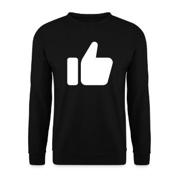 Like Hand Symbol, Daumen hoch, Gefällt mir - Unisex Pullover - Schwarz - Vorne - Alina (178cm) & Michal (187cm)