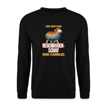 Ich bin das Regenbogenschaf der Familie - Unisex Pullover - Schwarz - Vorne - Alina (178cm) & Michal (187cm)