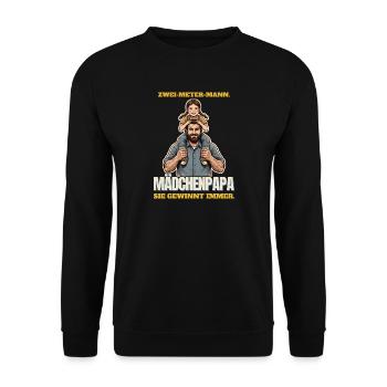 Zwei-Meter-Mann und Mädchenpapa - Unisex Pullover - Schwarz - Vorne - Alina (178cm) & Michal (187cm)