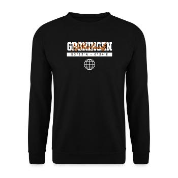 Groningen Niederlande Koordinaten Reise Souvenir - Unisex Pullover - Schwarz - Vorne - Alina (178cm) & Michal (187cm)