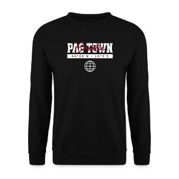 Pag Kroatien Koordinaten Reise Souvenir - Unisex Pullover - Schwarz - Vorne - Alina (178cm) & Michal (187cm)