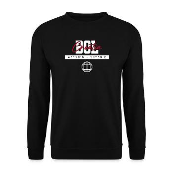 Bol Kroatien Koordinaten Reise Souvenir - Unisex Pullover - Schwarz - Vorne - Alina (178cm) & Michal (187cm)