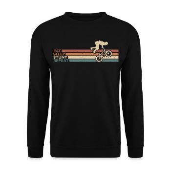 Eat Sleep Stunt Repeat BMX Design Für BMX Biker - Unisex Pullover - Schwarz - Vorne - Alina (178cm) & Michal (187cm)