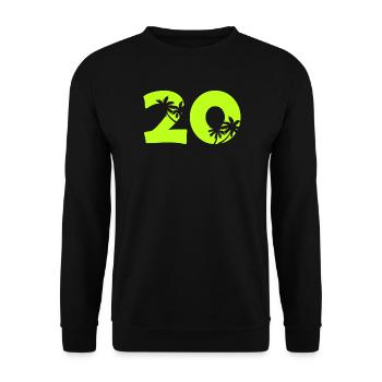 20er Tropenpalmen Retro - Unisex Pullover - Schwarz - Vorne - Alina (178cm) & Michal (187cm)