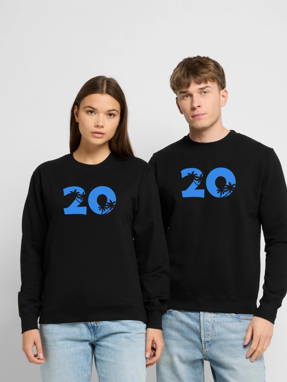 Sommer 20 Palmen Silhouette - Unisex Pullover - Schwarz - Vorne - Alina (178cm) & Michal (187cm)