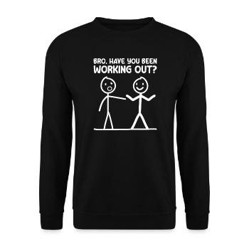 Bro, have you been working out? Bodybuilder Gym - Unisex Pullover - Schwarz - Vorne - Alina (178cm) & Michal (187cm)