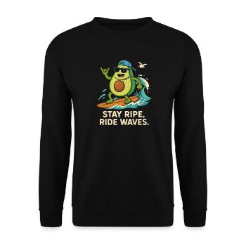 Stay ripe, ride waves - Unisex Pullover - Schwarz - Vorne - Alina (178cm) & Michal (187cm)