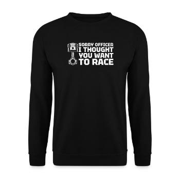 Sorry Officer Car lover car guy mechanic - Unisex Pullover - Schwarz - Vorne - Alina (178cm) & Michal (187cm)