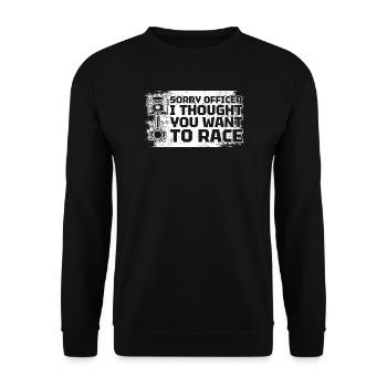 Sorry Officer Car lover car guy mechanic - Unisex Pullover - Schwarz - Vorne - Alina (178cm) & Michal (187cm)
