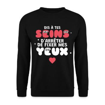 Sag deinen Brüsten Humor Paar - Unisex Pullover - Schwarz - Vorne - Alina (178cm) & Michal (187cm)