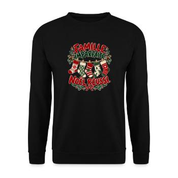 Unvollkommene Familie, erfolgreiches Weihnachten - Unisex Pullover - Schwarz - Vorne - Alina (178cm) & Michal (187cm)