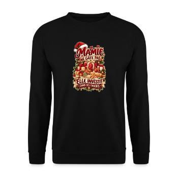 Oma verwöhnt nicht, sie investiert in ihre Lieblingssachen - Unisex Pullover - Schwarz - Vorne - Alina (178cm) & Michal (187cm)
