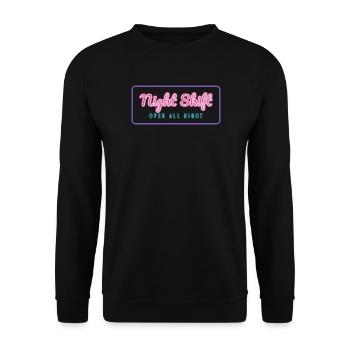 Nachtschicht-Schild über Nacht geöffnet - Unisex Pullover - Schwarz - Vorne - Alina (178cm) & Michal (187cm)