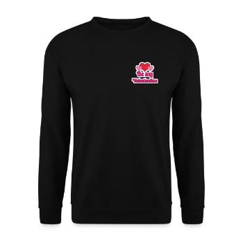 Be my Vulvalentine Valentinstag Sticker - Unisex Pullover - Schwarz - Vorne - Alina (178cm) & Michal (187cm)