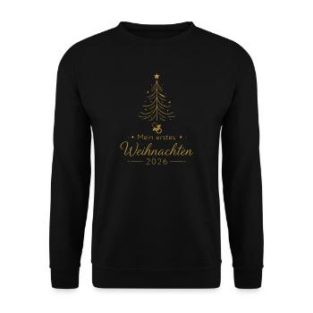 Mein erstes Weihnachten 2026 Baby - Unisex Pullover - Schwarz - Vorne - Alina (178cm) & Michal (187cm)