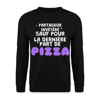 Sharer außer Pizza-Humor - Unisex Pullover - Schwarz - Vorne - Alina (178cm) & Michal (187cm)