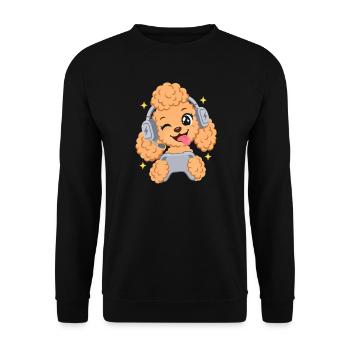 Gaming-Pudel mit Headset - Unisex Pullover - Schwarz - Vorne - Alina (178cm) & Michal (187cm)