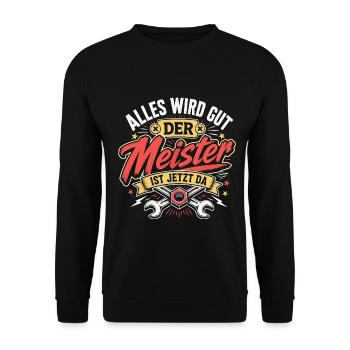 Meisterprüfung bestanden Meister - Unisex Pullover - Schwarz - Vorne - Alina (178cm) & Michal (187cm)