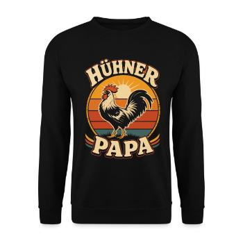 Hühner Papa Hühnerbesitzer Bauer - Unisex Pullover - Schwarz - Vorne - Alina (178cm) & Michal (187cm)