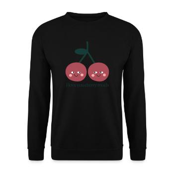 I Love You Cherry Much – Süße Kirschen Liebe - Unisex Pullover - Schwarz - Vorne - Alina (178cm) & Michal (187cm)