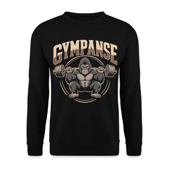 Gympanse Gewichtheber Bodybuilding - Unisex Pullover - Schwarz - Vorne - Alina (178cm) & Michal (187cm)