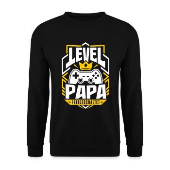 Level Vater freigeschaltet - Unisex Pullover - Schwarz - Vorne - Alina (178cm) & Michal (187cm)