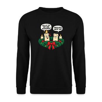 Willst du mit mir ausgehen – Weihnachten - Unisex Pullover - Schwarz - Vorne - Alina (178cm) & Michal (187cm)
