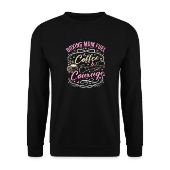 Boxing Mom Fuel Coffee & Courage Gloves Boxing - Unisex Pullover - Schwarz - Vorne - Alina (178cm) & Michal (187cm)