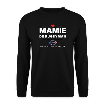 Granny Rugbyspielerin – Grandma Rugby-Geschenk - Unisex Pullover - Schwarz - Vorne - Alina (178cm) & Michal (187cm)
