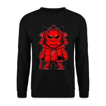 Hypebeast Samurai Oni-Maskottchen - Unisex Pullover - Schwarz - Vorne - Alina (178cm) & Michal (187cm)