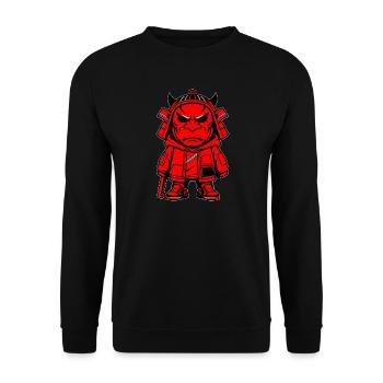 Hypebeast Samurai Oni-Maskottchen - Unisex Pullover - Schwarz - Vorne - Alina (178cm) & Michal (187cm)