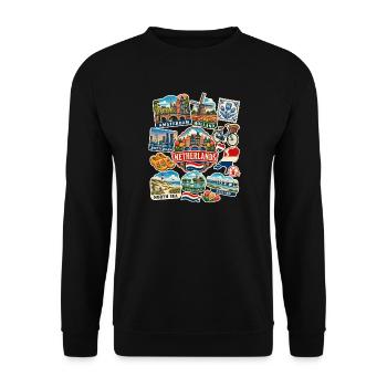 Niederlande Reisesticker - Unisex Pullover - Schwarz - Vorne - Alina (178cm) & Michal (187cm)