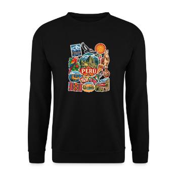 Peru Reisesticker - Unisex Pullover - Schwarz - Vorne - Alina (178cm) & Michal (187cm)