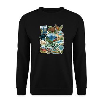 Neuseeland Reisesticker - Unisex Pullover - Schwarz - Vorne - Alina (178cm) & Michal (187cm)