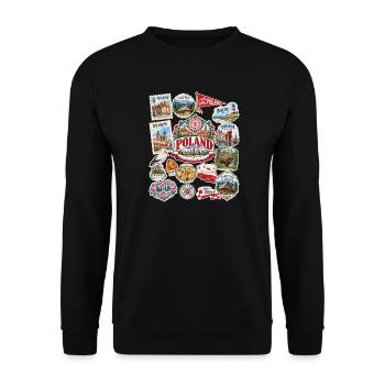 Polen Reisesticker - Unisex Pullover - Schwarz - Vorne - Alina (178cm) & Michal (187cm)